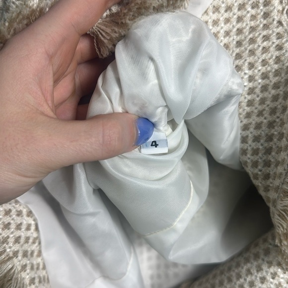 Vintage Christian Dior Cream Tan Fringe Button Up Blazer Jacket Size 4 - Picture 4 of 11